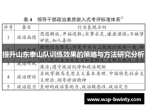 提升山东泰山队训练效果的策略与方法研究分析